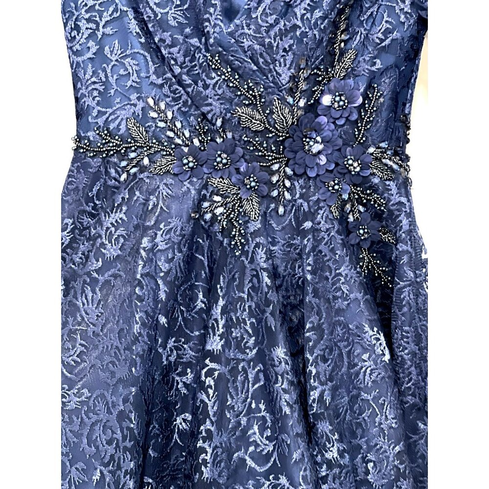 Mac Duggal Embellished Midi Blue Evening Dress Size 4 New - Picture 5 of 8